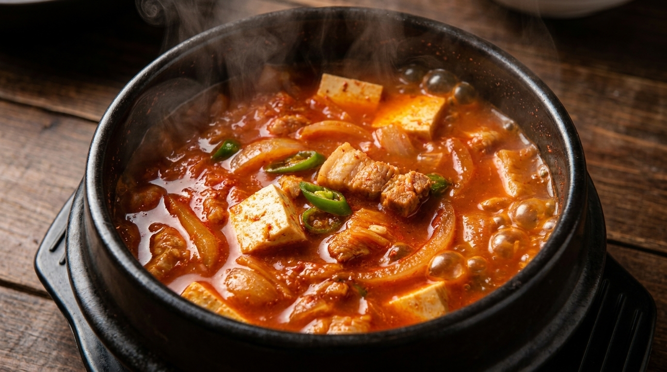 本格派！豚バラ肉の絶品キムチチゲ