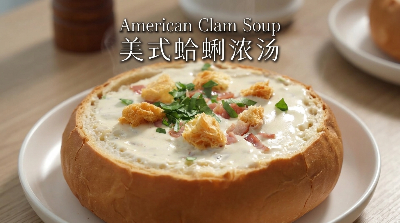 本場アメリカの味！器まで食べられるブレッドボウル・クラムチャウダー