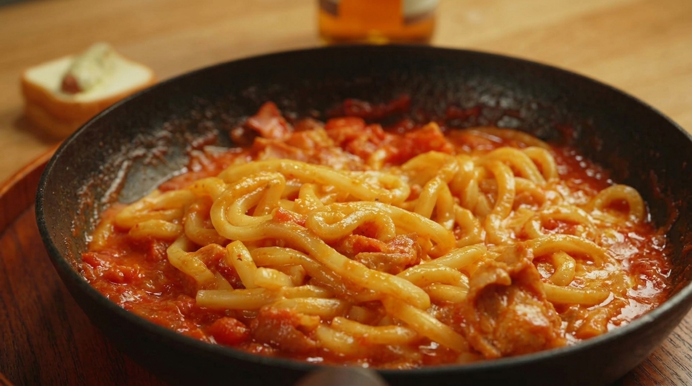 とろ～りチーズのトマトベーコンうどん