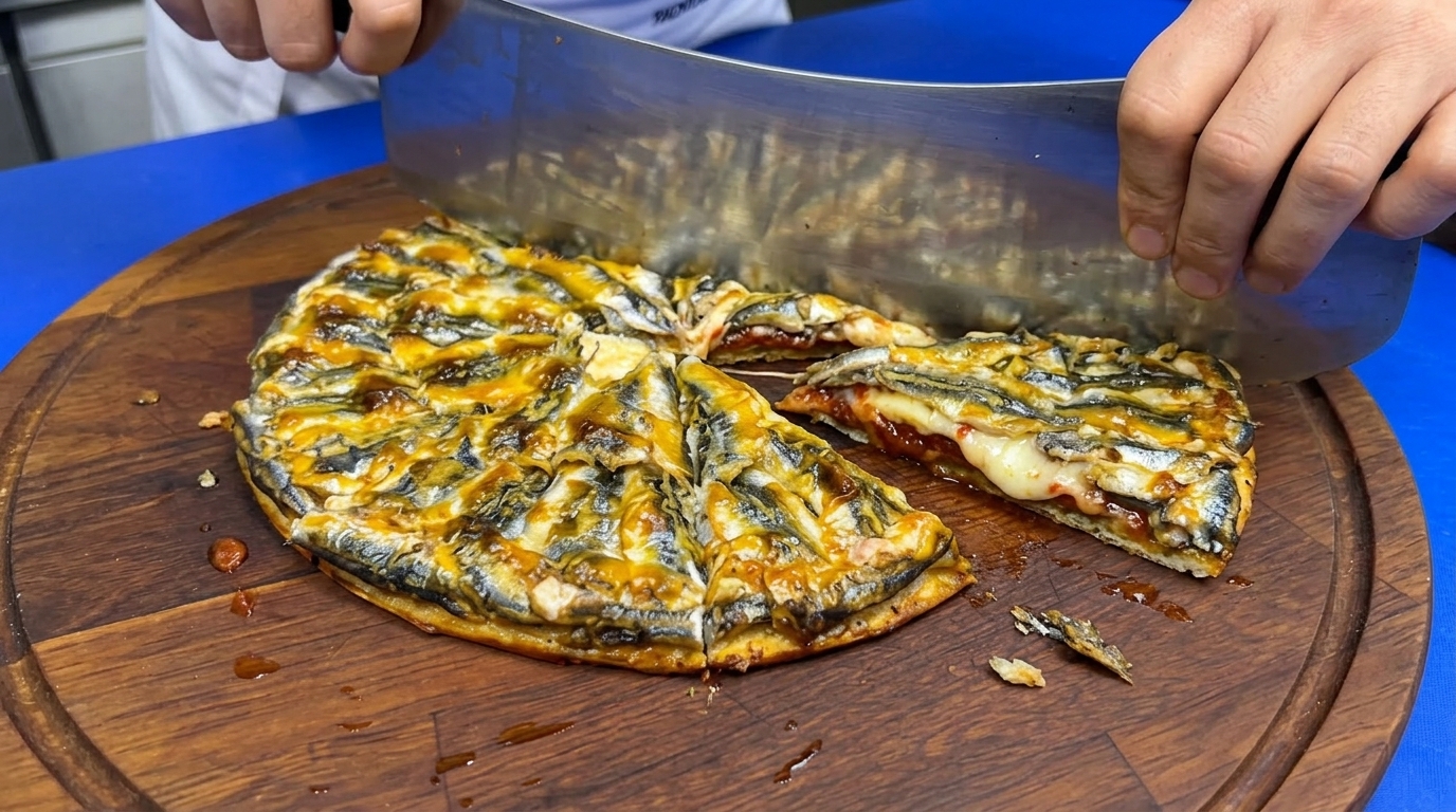 新鮮な生カタクチイワシの絶品素朴焼きピザ