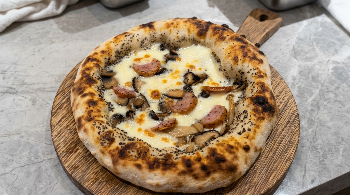 トリュフ香るキノコとソーセージの本格職人風ピザ