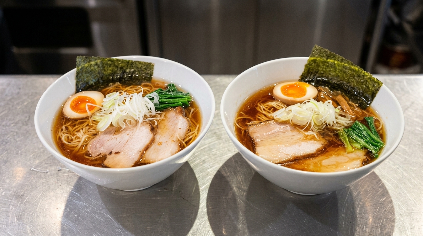 透き通った琥珀色のスープに、柔らかなチャーシューととろりとした半熟卵が食欲をそそる、正統派の東京醤油ラーメン。