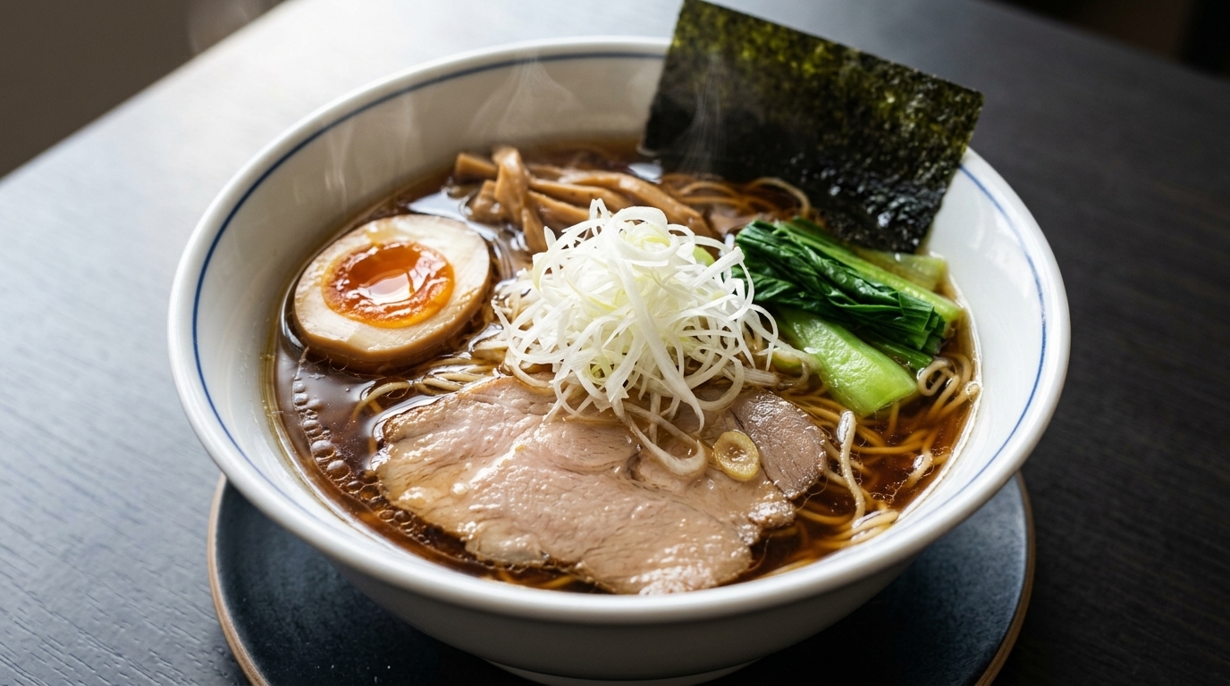 本格東京醤油ラーメン：澄んだ黄金スープと海鮮の旨味