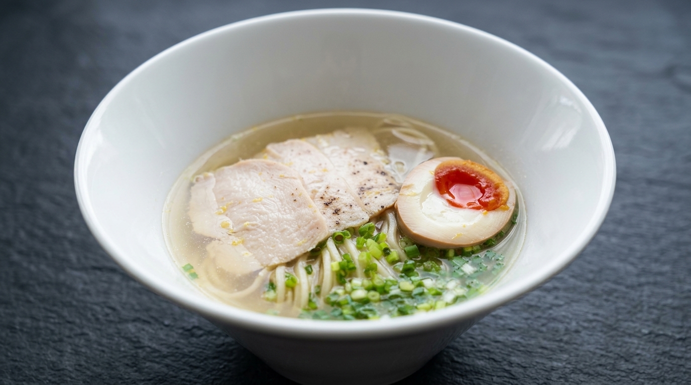 極上の透き通るスープ 鶏塩ラーメンと低温調理鶏チャーシュー