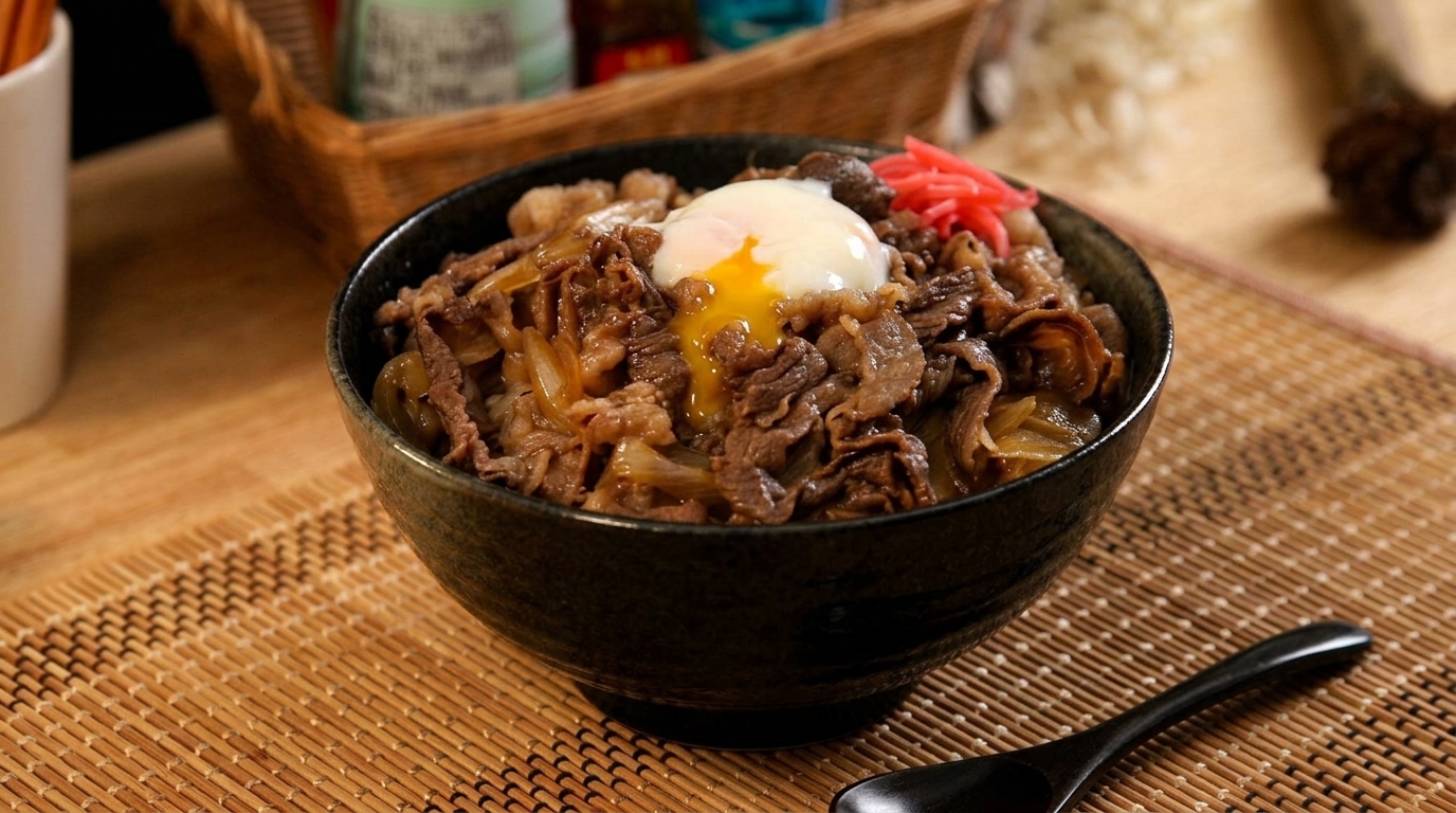 すき家風牛丼の作り方（温泉卵トッピング）