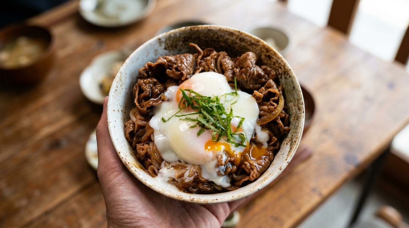 本格和風牛丼（温泉卵添え）の作り方・レシピ