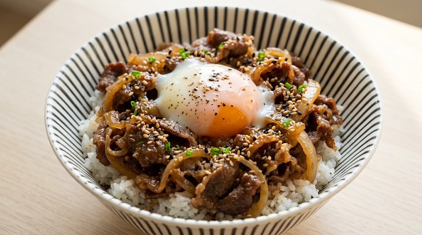 お家で簡単！本格牛丼ととろける温泉卵の黄金レシピ
