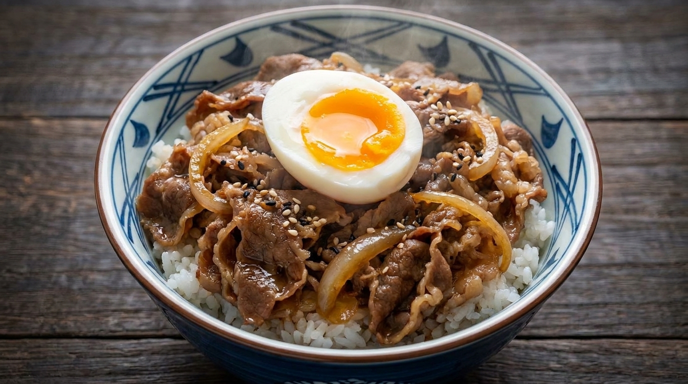 温玉のせ牛丼の作り方：簡単で本格的な日本の味