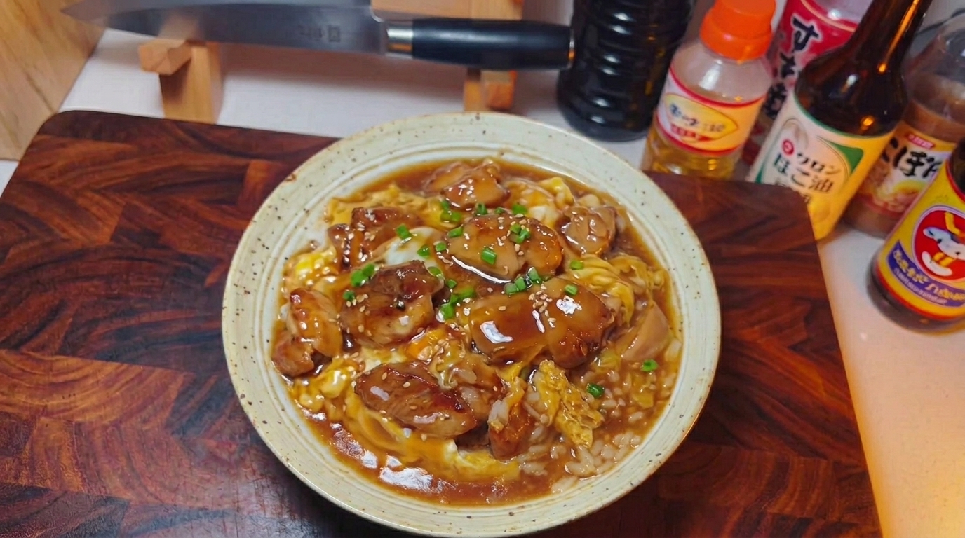 ふんわりとろとろの黄金色の卵、ジューシーに焼けた鶏肉、そして鮮やかな刻み青ネギがのった、湯気立つ美味しそうな親子丼。