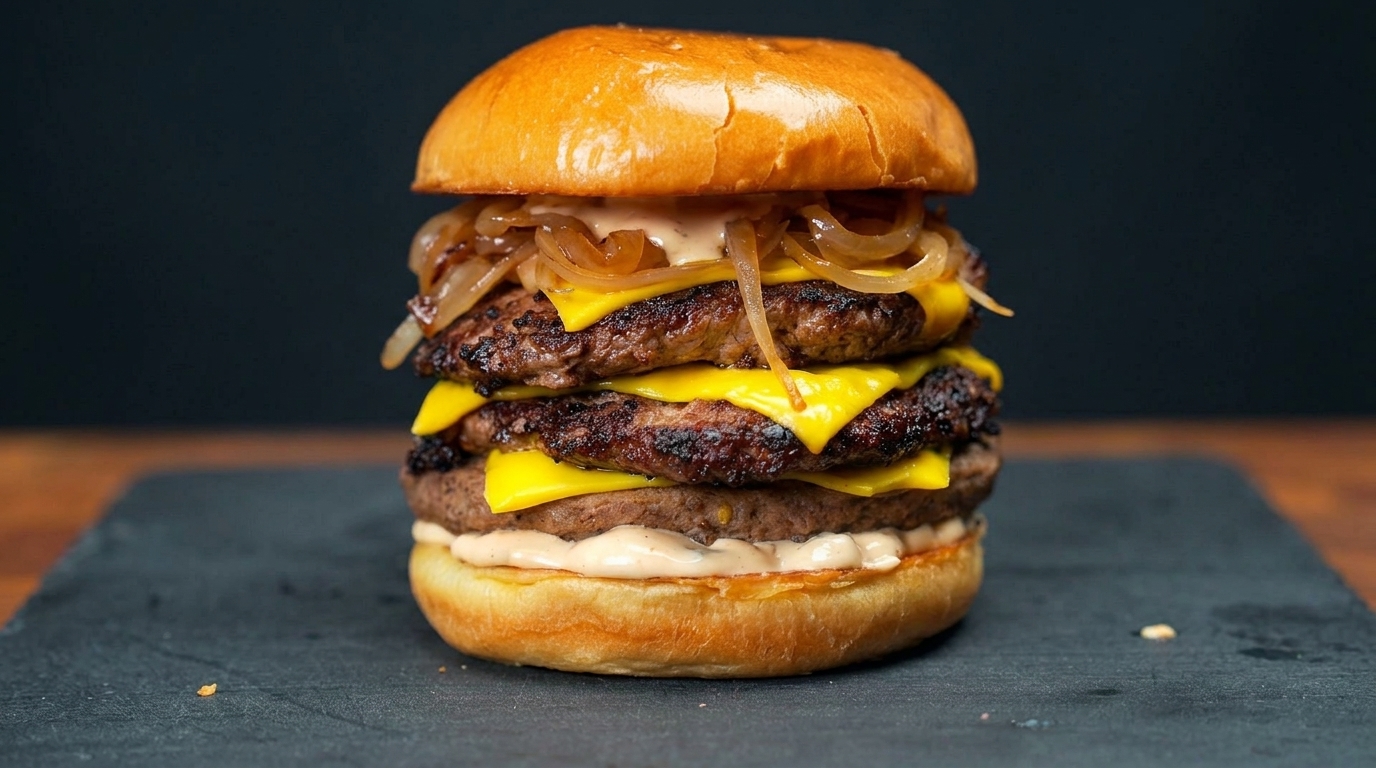 飴色玉ねぎが絶品！究極のダブルチーズバーガー