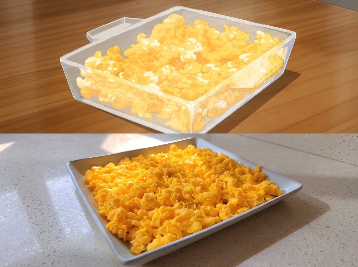 ふわふわに焼き上がった黄金色のスクランブルエッグ