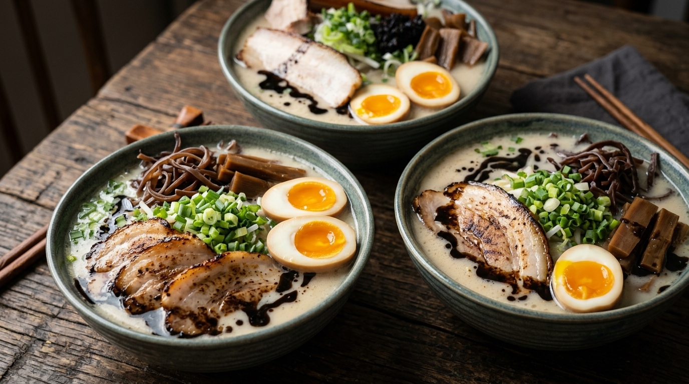 焦がしにんにく香る！自家製マー油の本格博多豚骨ラーメン
