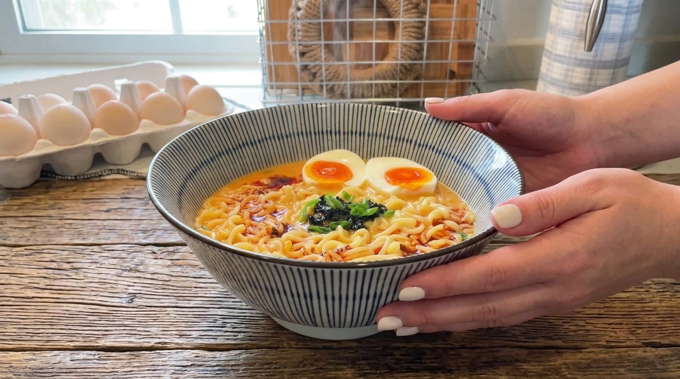 マヨネーズで濃厚裏技！半熟とろとろ卵の簡単とんこつ風ラーメン