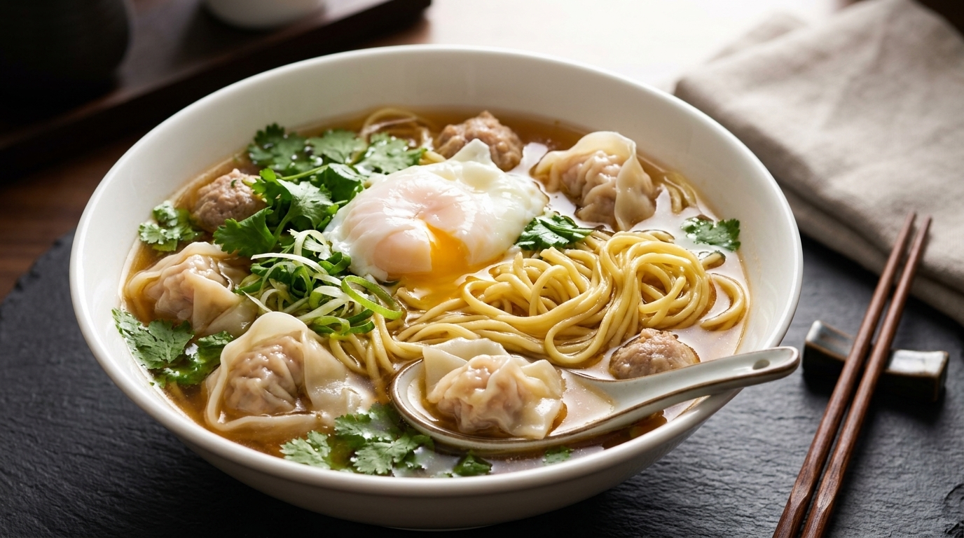 インスタントラーメンで簡単！プリプリ手作りワンタン麺