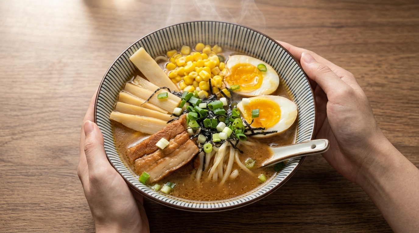 チャーシューとトロトロ半熟卵の本格味噌ラーメン