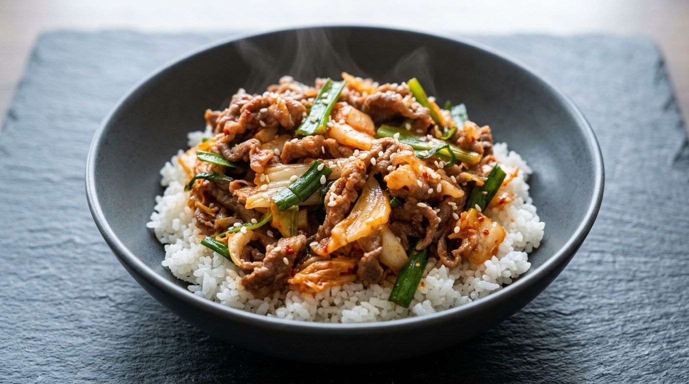 10分で完成！旨辛キムチ牛カルビ丼（キムチ牛丼）