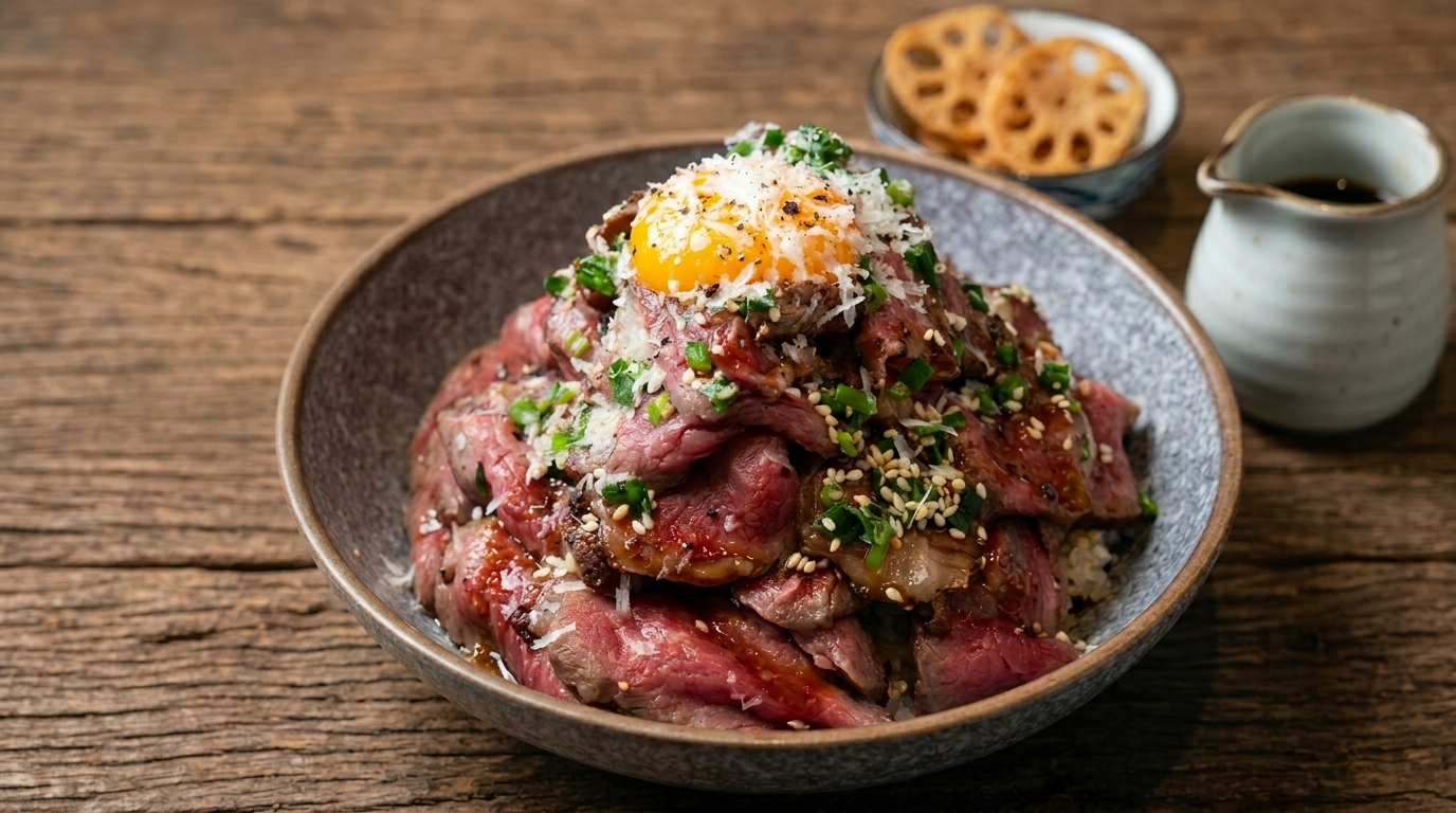 極上の贅沢。熟成牛のステーキ丼（ドライエイジングビーフ丼）