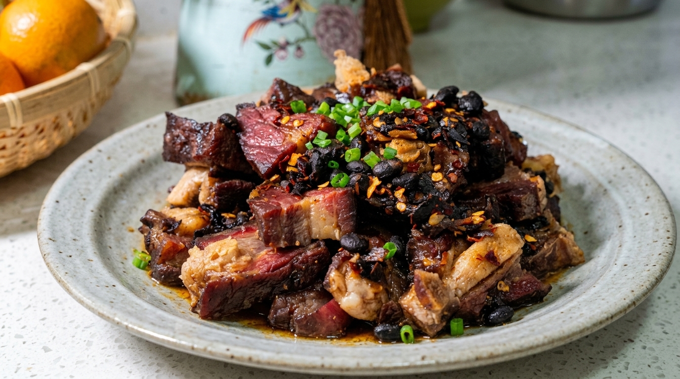 中華風中華臘肉（ラーロウ）と豆鼓の蒸し排骨