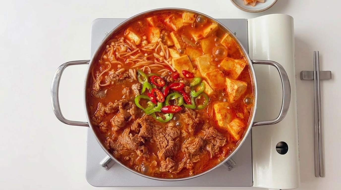 本格韓国風キムチチゲ（牛肉と豆腐の旨辛煮込み）