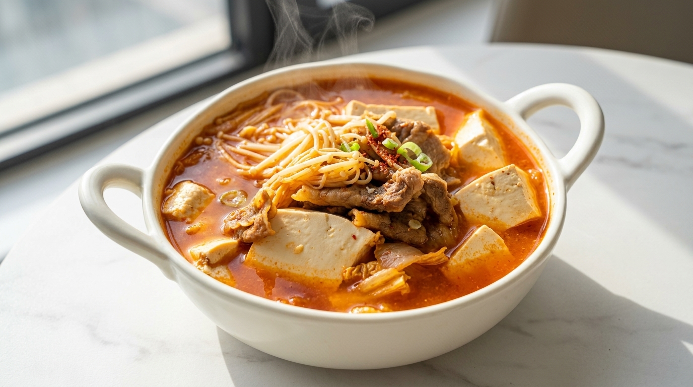 旨辛韓国風！牛肉と豆腐のキムチスープ