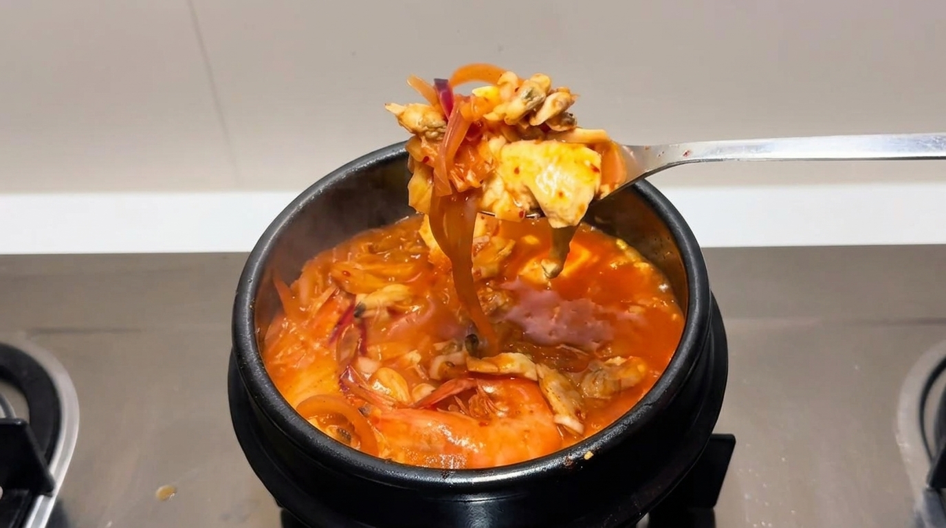 本場韓国の味！あさりとキムチのスンドゥブチゲ（キムチチゲ）
