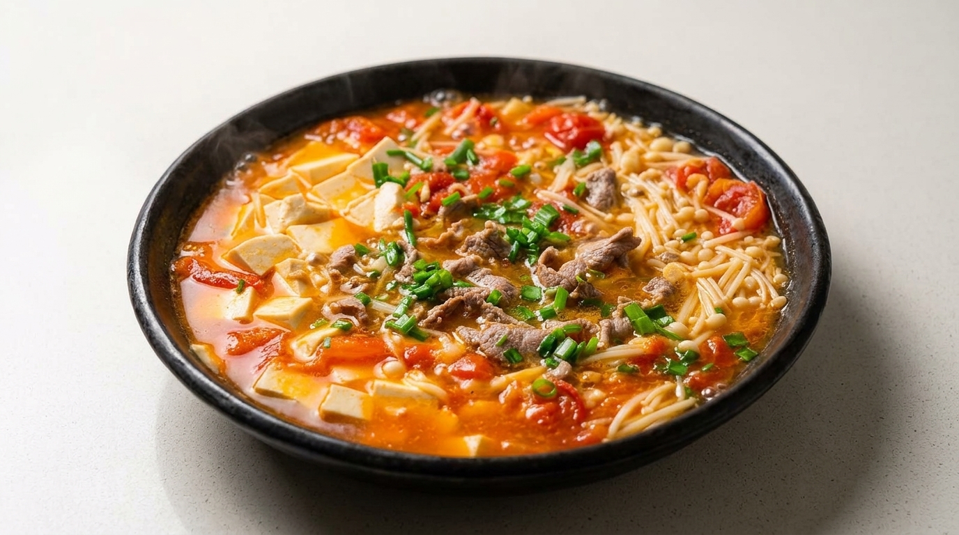 定番のトマトと豆腐の牛肉スープ