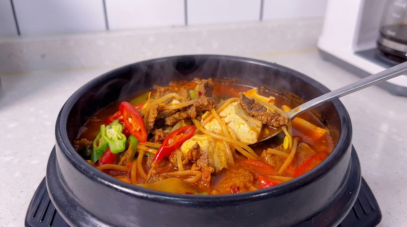 簡単10分！本格的な韓国風牛肉のスンドゥブチゲ