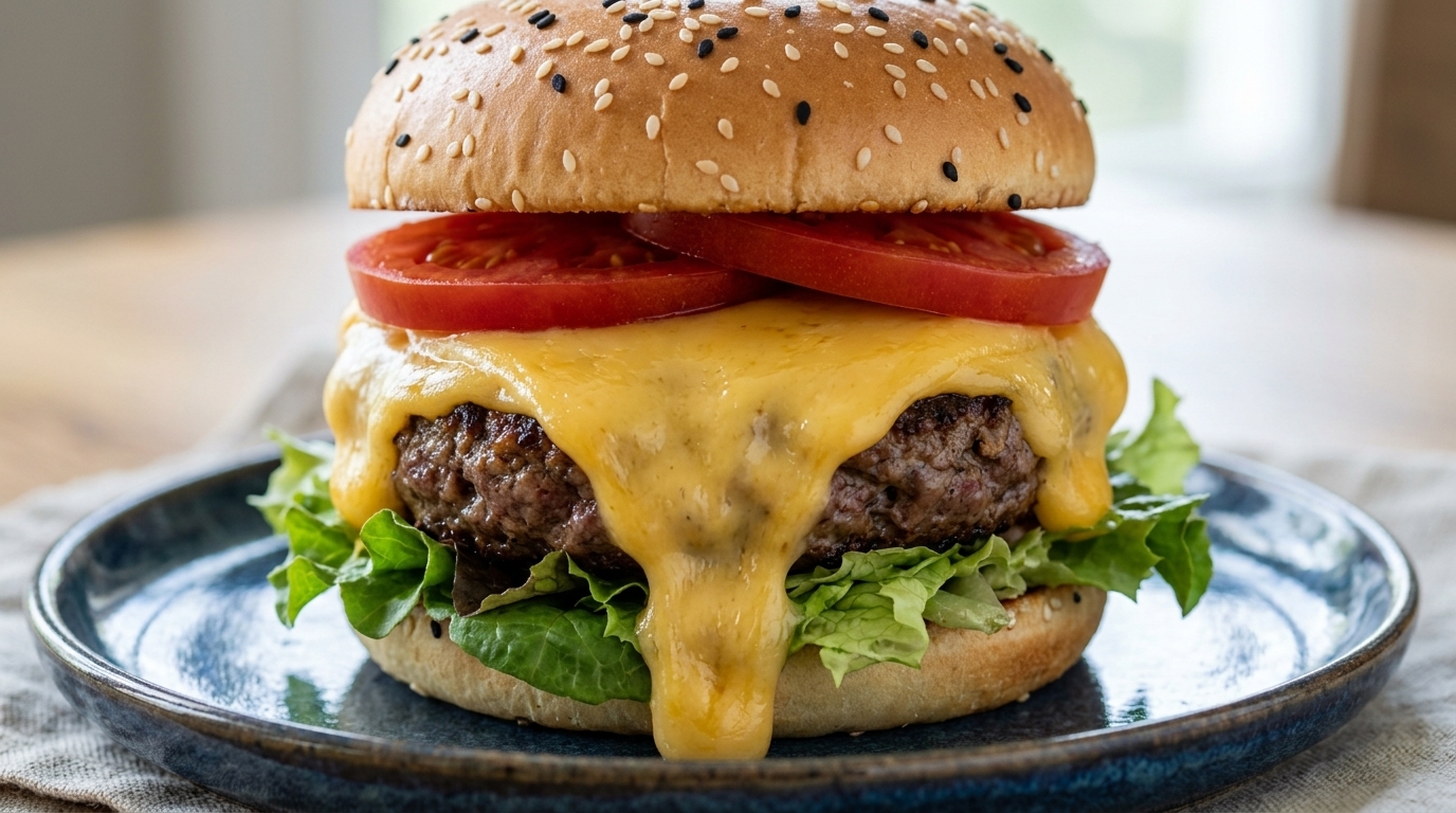 絶品手作りビーフチーズバーガー