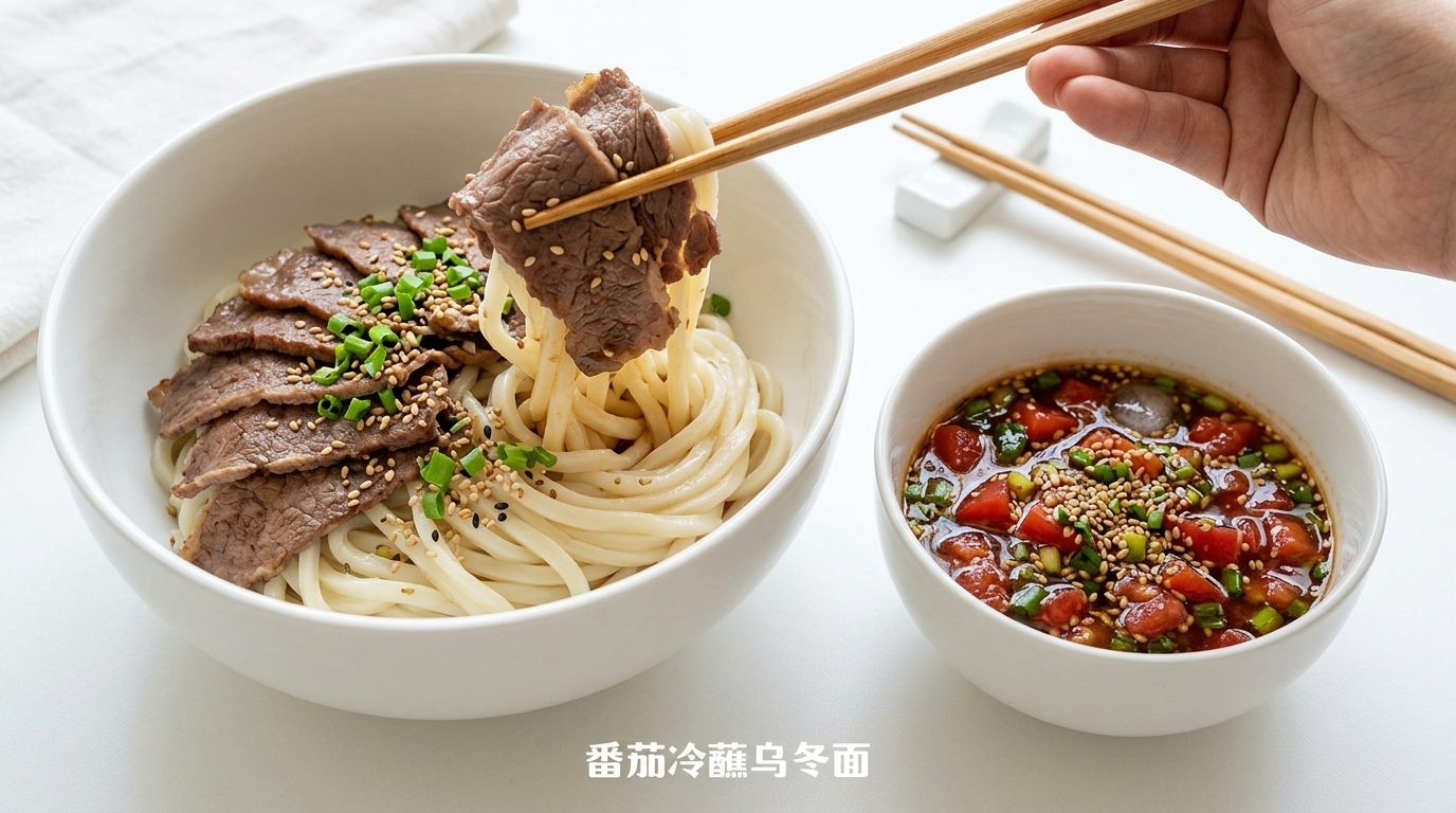 さっぱりトマトとポン酢の冷やしうどん