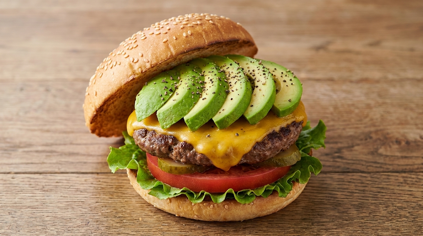 究極の自家製アボカドチーズバーガー