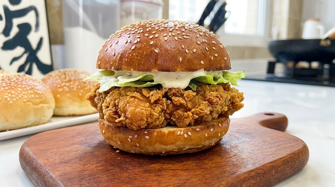 自家製マクスパイシー風チキンバーガー