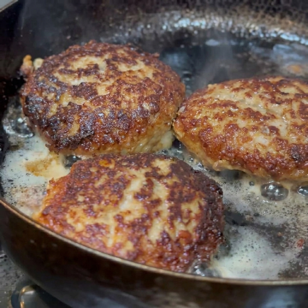 フライパンに水を加え、蓋をして蒸し焼きにしている様子。