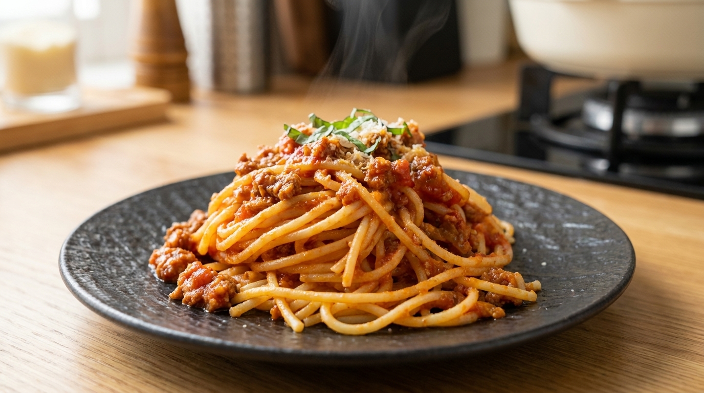 濃厚な味わい！本格トマトミートソースパスタ（ボロネーゼ）