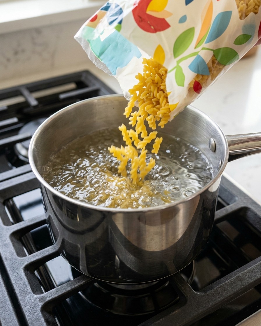 別の鍋で麺を茹でている様子。