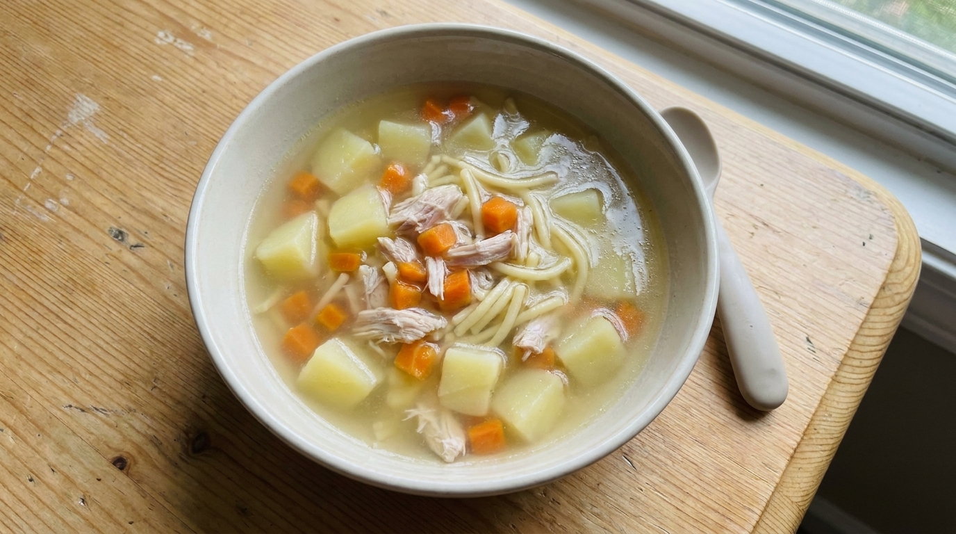 赤ちゃんのための栄養満点！鶏手羽先のスープヌードル