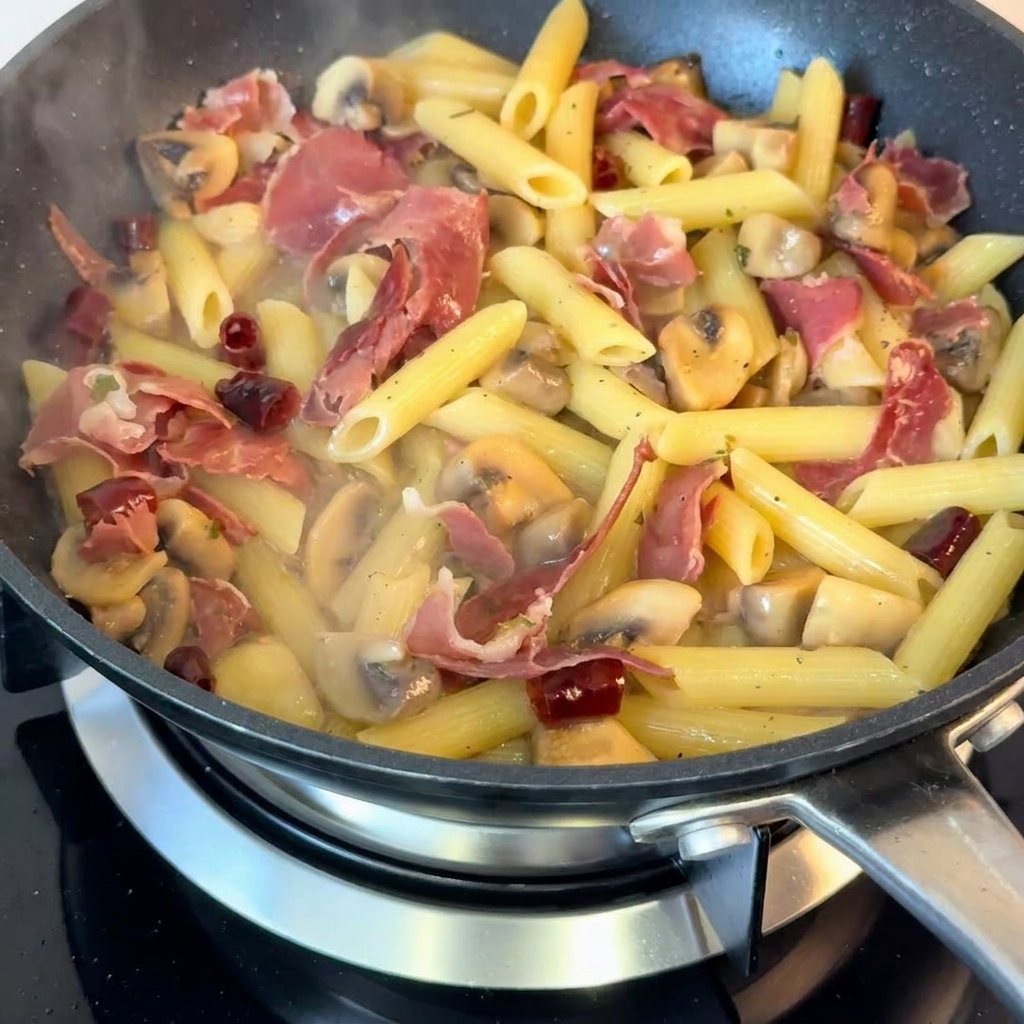 刻みネギを散らして仕上げたパスタ。