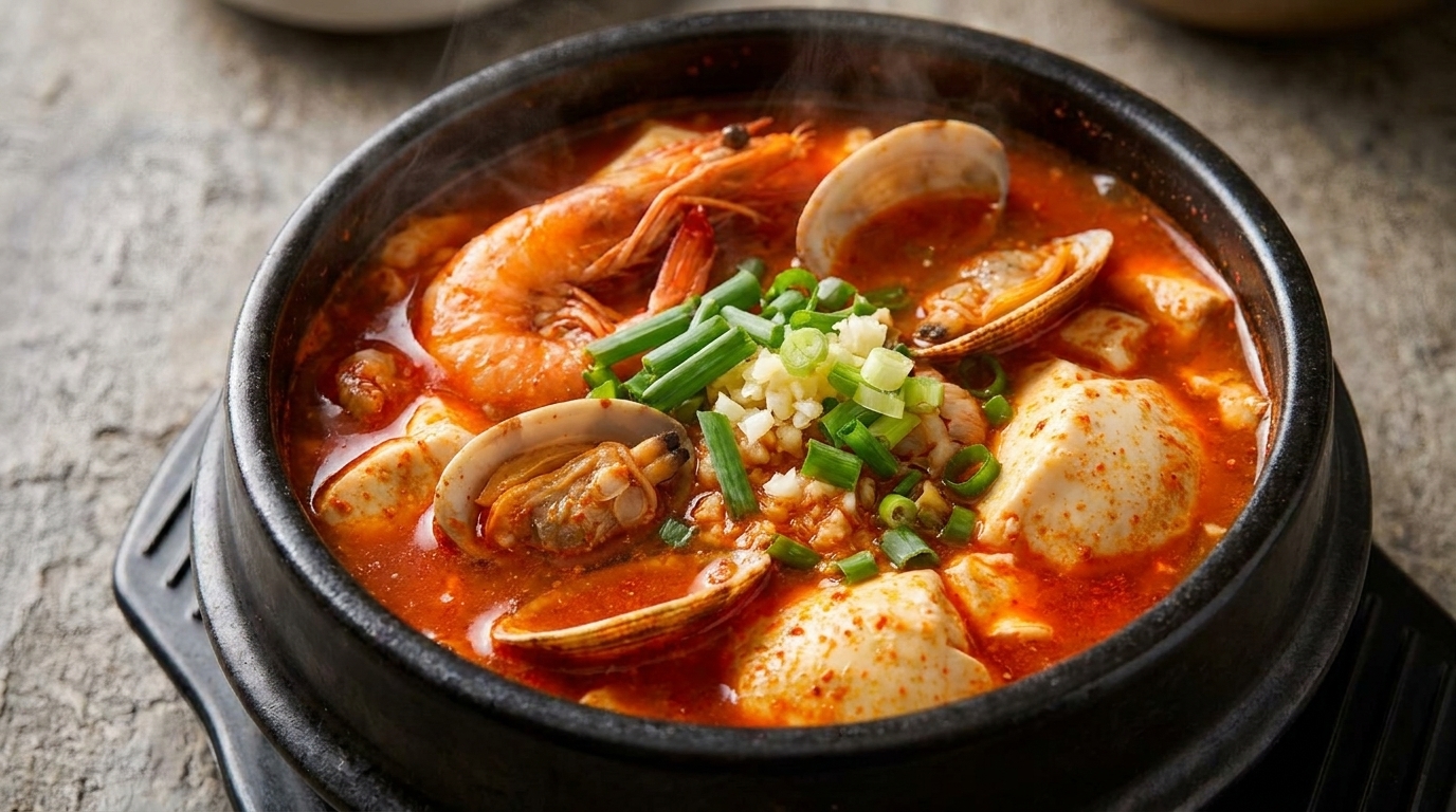 海鮮スンドゥブチゲ（韓国風おぼろ豆腐のチゲ）のレシピ