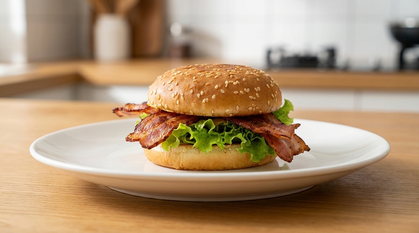 つんと辛いマスタードがアクセント！手軽に作れるベーコンレタスバーガー