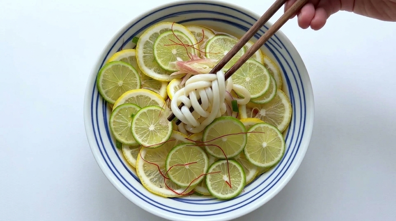 香水レモンと柚子風味の爽やか冷やしうどん