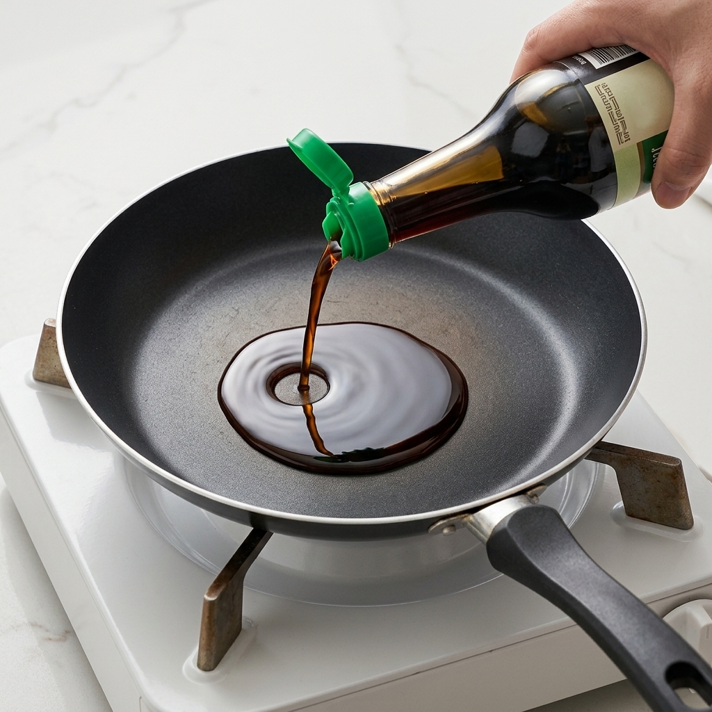 鍋で煮汁の材料を煮詰めている様子