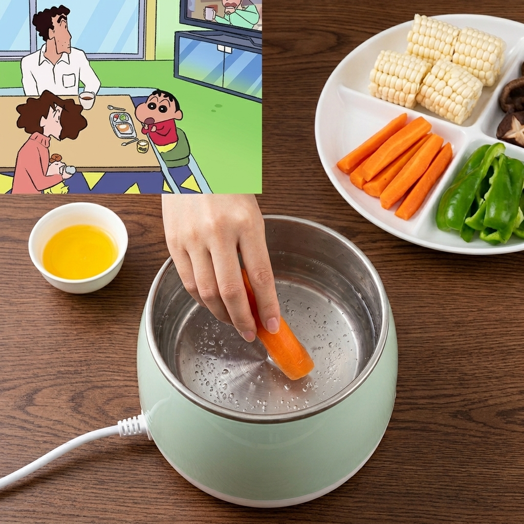野菜がたっぷり入ったスープを煮込んでいる様子。