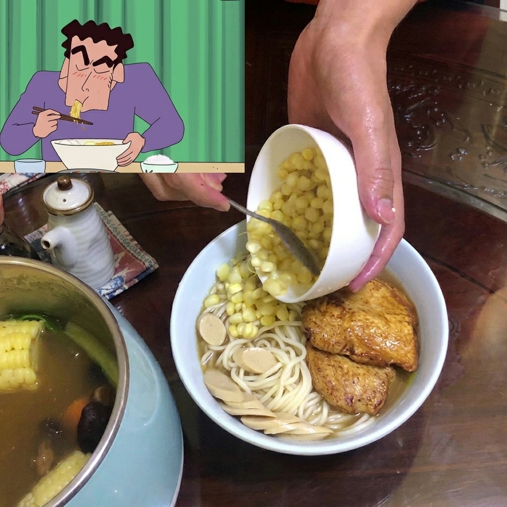 鶏ガラスープの素を加える様子。