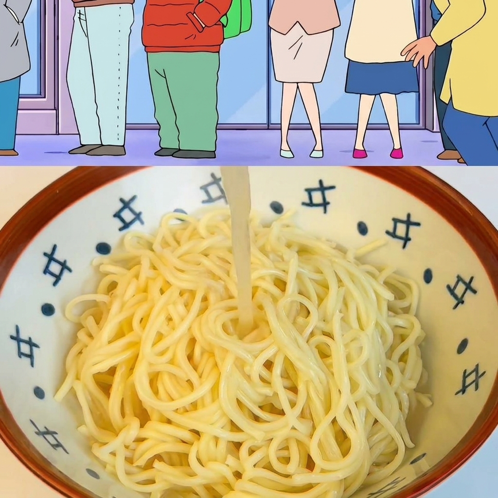箸で丁寧に角煮の切り身を麺の上にトッピングしている様子。