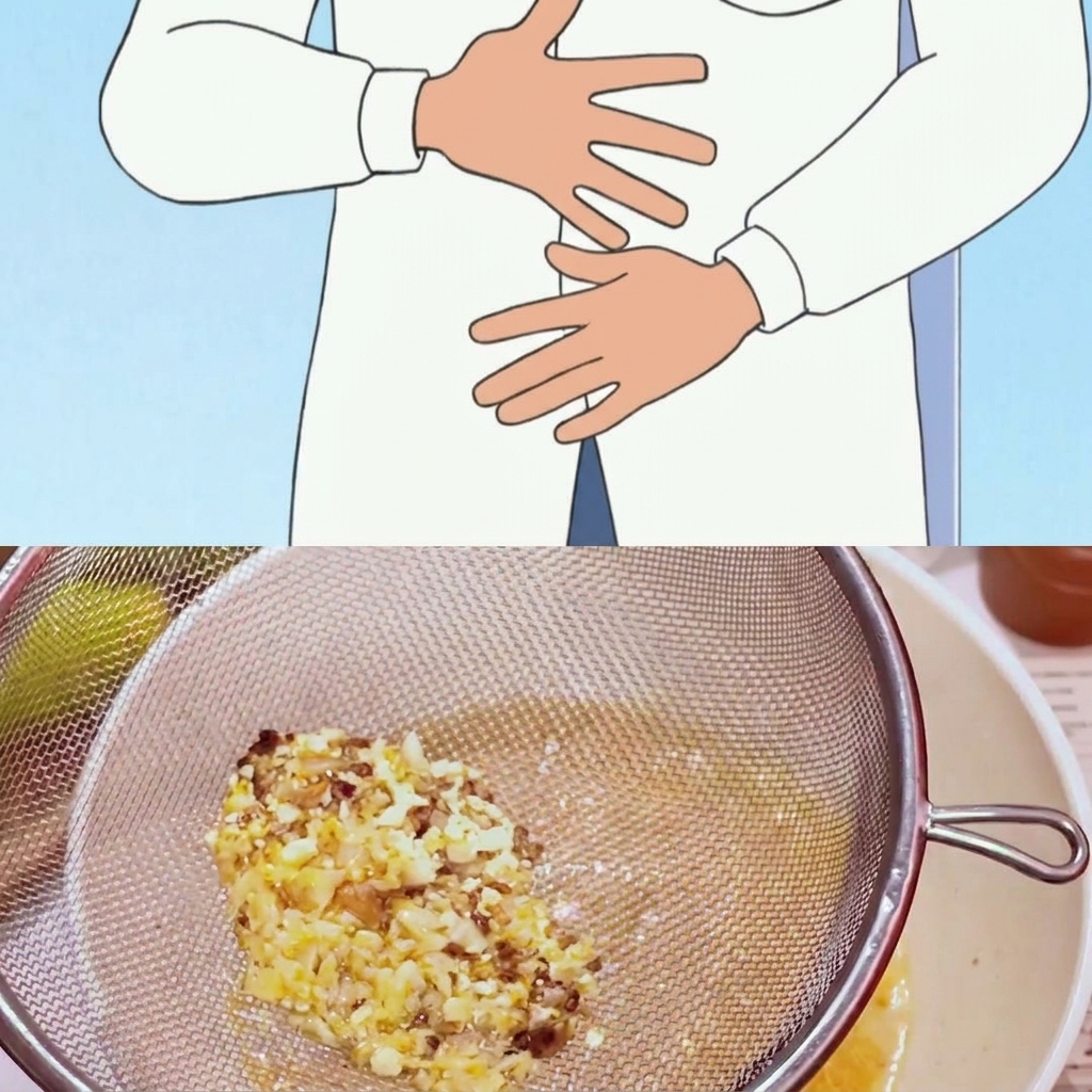 スープを濾して器に注ぐ様子。