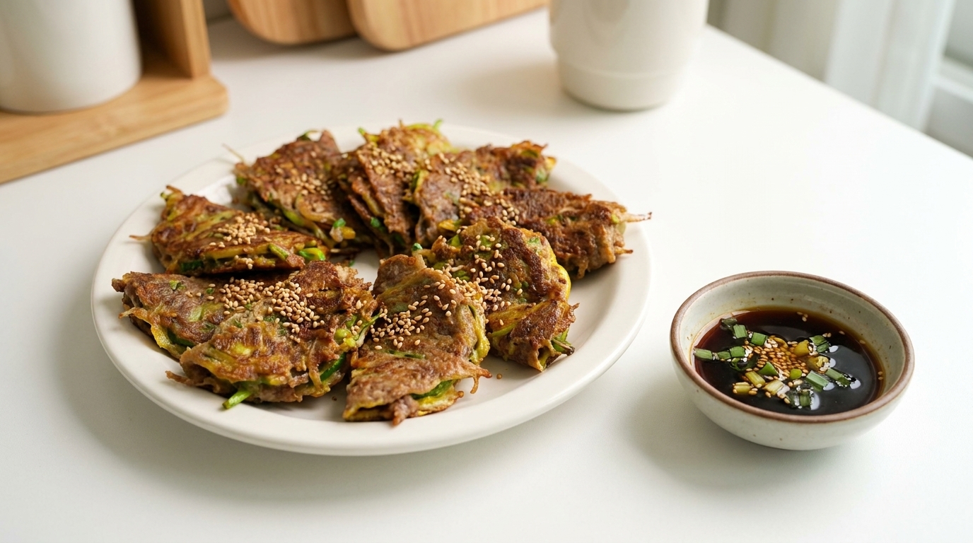 外はカリッと！牛肉とズッキーニの韓国風春雨チヂミ