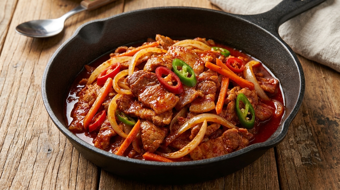 韓国風 豚肉の甘辛コチュジャン炒め（ジェユクポックン）