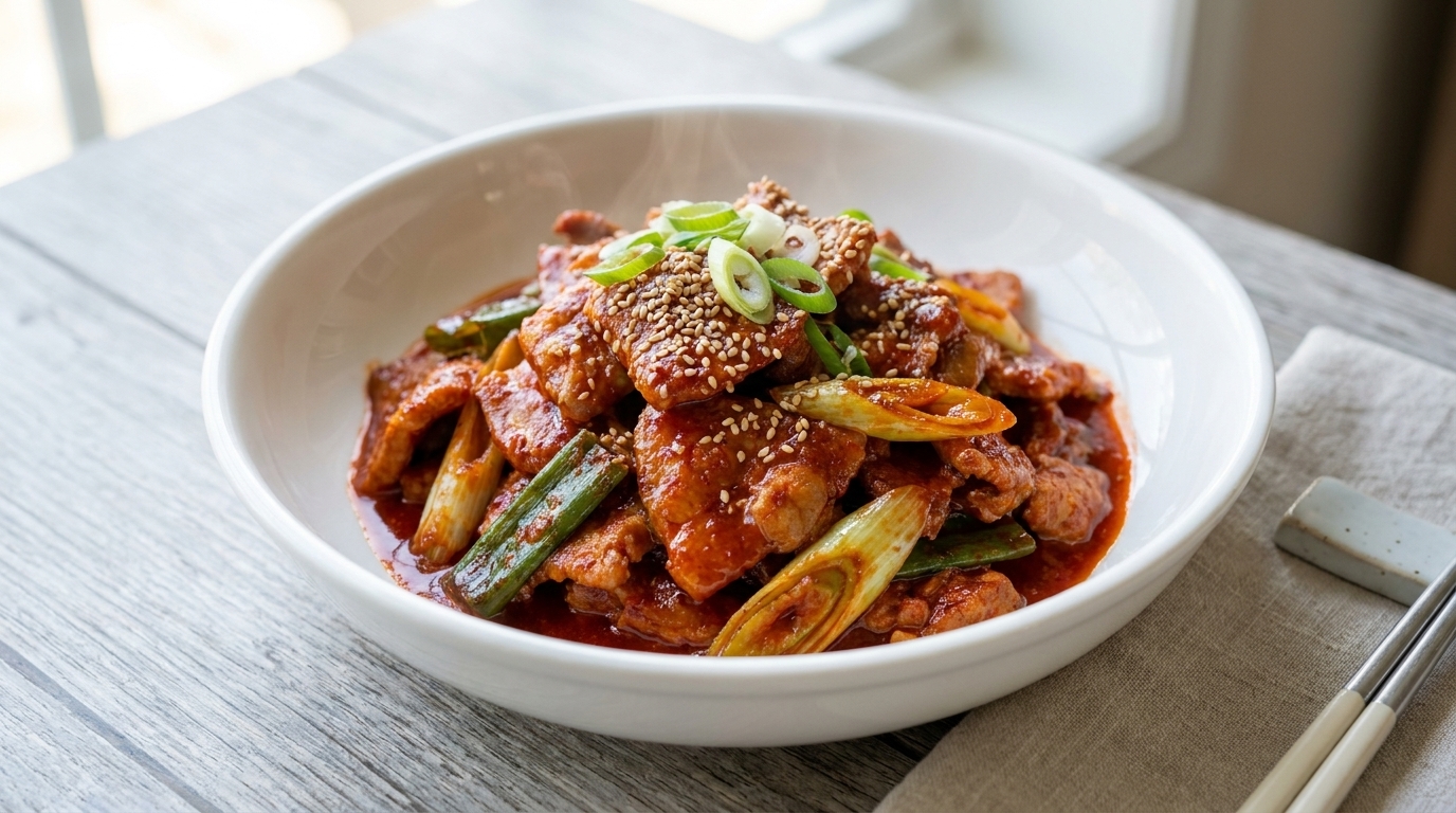 韓国風豚肉の激辛炒め（ジェユクポックム）