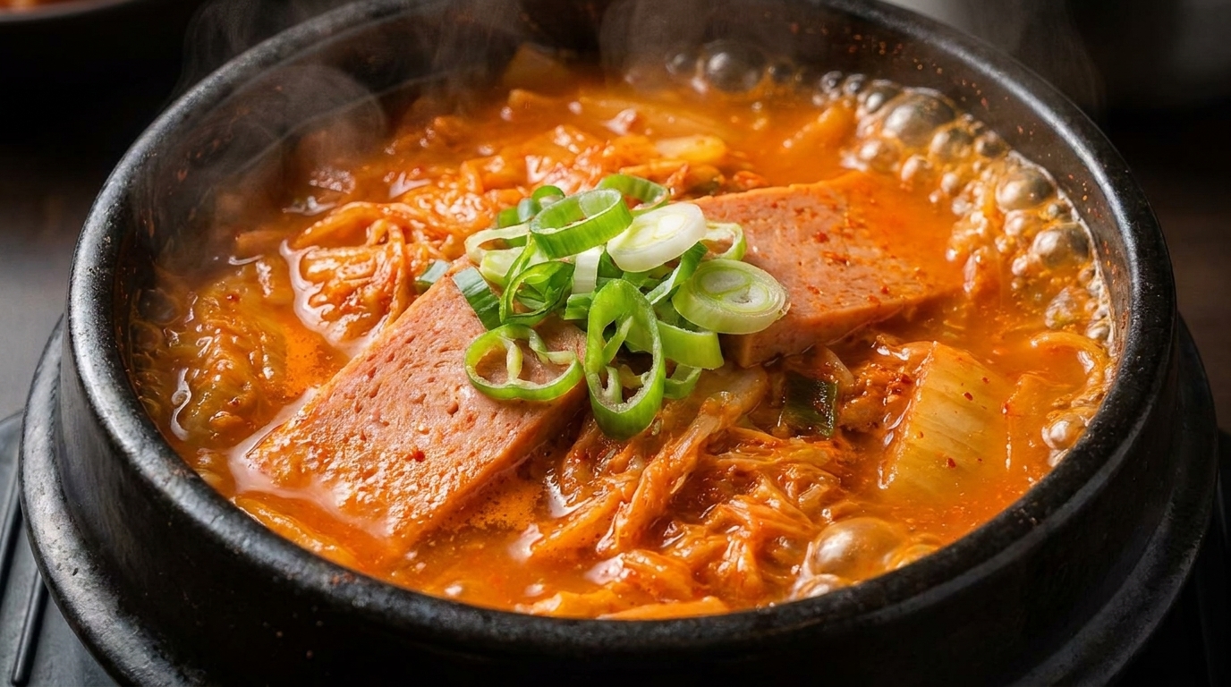 旨辛キムチとスパムのチゲ（キムチチゲ風）