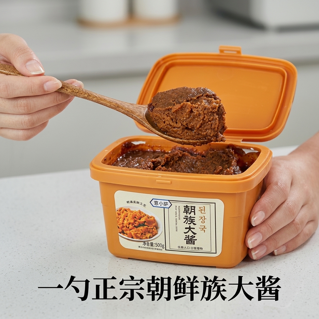 鍋の中の液体に味噌を溶かし入れている様子。