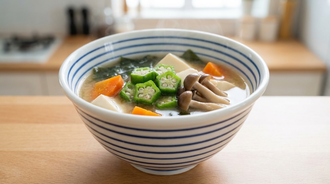 栄養満点！オクラと豆腐の絶品味噌汁